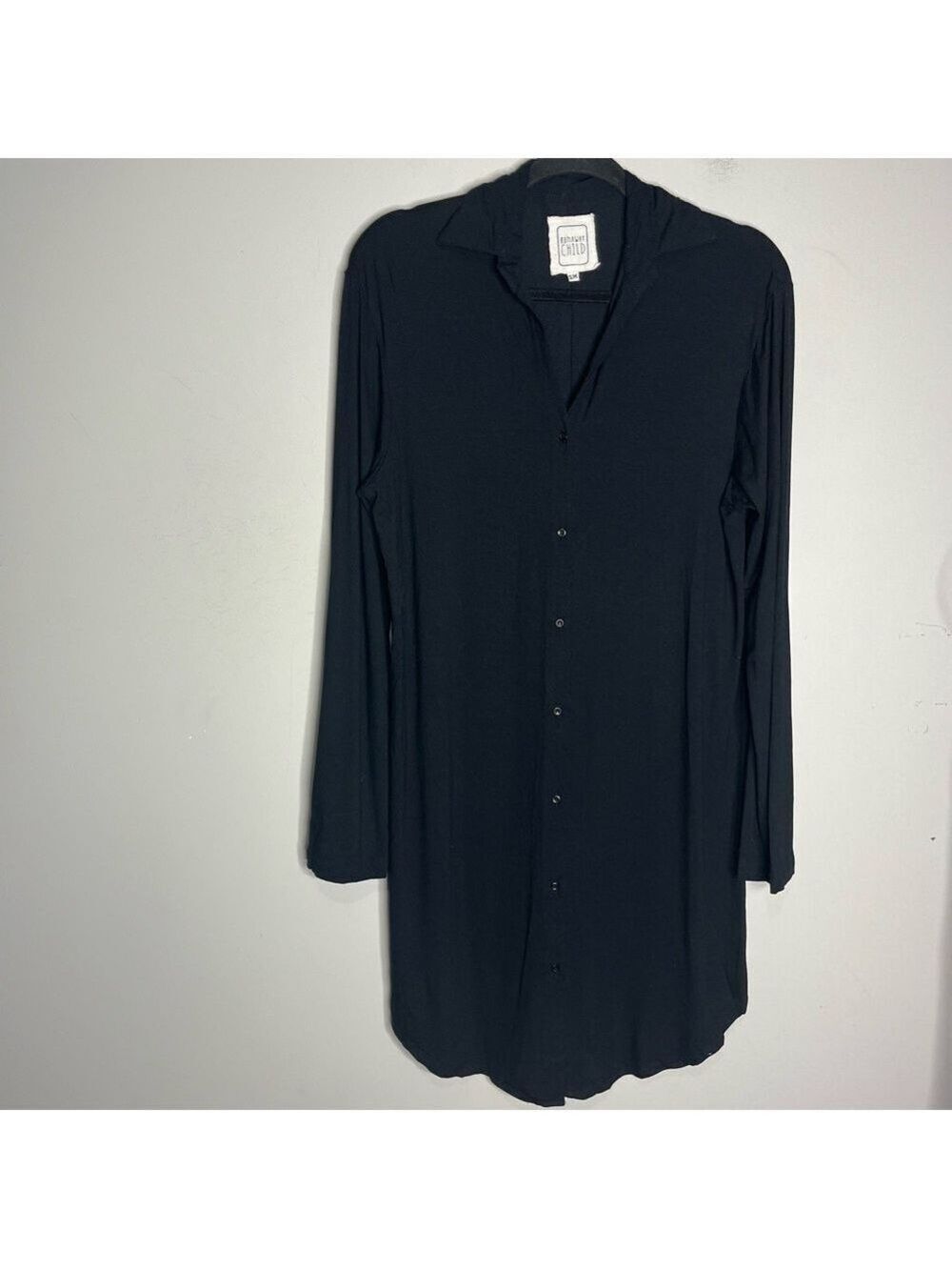 Runaway Child Black Long Sleeve Button Front Shirt Dress, size S/M - Picture 2 of 13